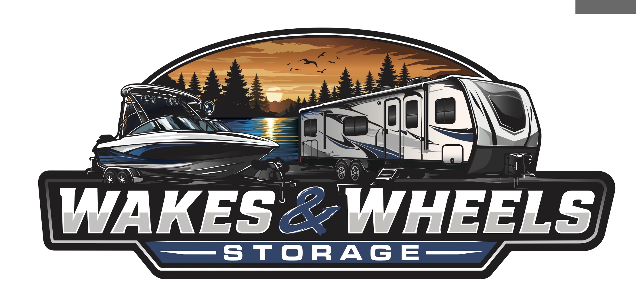 Wakes & Wheels Storage — boat and RV logo